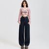 Young Orange# Moda Urbana Americana Jeans de Pierna Ancha para Mujer Sueltos Adelgazantes Moda de Alta Gama Combinable Pantalones Machete