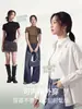 Camiseta de Manga Corta para Mujer, Ropa de Trabajo Estilo Blazer para Verano y Primavera/Otoño, Capa Base Interior, Elegante Diseño de Cuello Semi-Alto, Top de Tacto Fresco