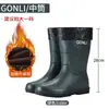 Botas de lluvia de moda para hombre, calzado exterior de caña alta antideslizante con cordón para cocina, lavado de autos, motociclista, zapatos de agua de caña alta con suela gruesa