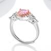 Anillo nuevo para mujer con circonita engastada en garra de diamante artificial en forma de corazón rosa, transfronterizo, con diamante de gota, oro rosa y diamantes