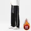 Estilo High Street Americano Calça de Moletom Casual Listrada Marca da Moda Design Workwear Perna Reta Esportiva Caimento Solto Versátil Calça de Perna Larga