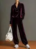 2026 Ropa de Mujer Europea y Americana Sitio Independiente de Amazon Cuello con Volantes Terciopelo Manga Larga Moda Casual Holgado Traje Ropa para el Hogar