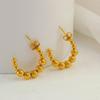 INS nicho design moda feminina brincos da moda 18K ouro aço inoxidável pequenas contas de ouro contas redondas C- brincos em forma de jóias
