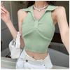 Top de tirantes corto chic de verano 2024, sin mangas, hombros descubiertos, ajustado a la cintura, color liso, estilo chica hot de la calle para mujer