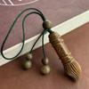 Pluma Wenchang Verde Pincel de Sándalo Verde Llavero Colgante de Bolígrafo de Madera Cadena para Teléfono Móvil Colgante para Mochila Escolar para Hombres y Mujeres