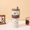 Nueva taza térmica de acero inoxidable 316 con gran capacidad, alto valor estético, popote, asa, simple y portátil, adecuada para uso en automóvil
