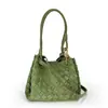 Otoño e Invierno Nuevo Bolso Paracaídas Esmerilado Cesta de Verduras Tejida a Mano Bolso de Hombro Bolso de Mano Versátil con Hebilla de Mariposa Dorada