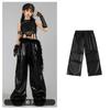 Disfraces de Danza Jazz para Niñas, Pantalones de Malla de Cuero para Street Dance, Disfraces de Pasarela Hip-Hop, Ropa de Práctica para Grupo Femenino