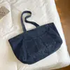 Bolsa de Couro Jeans Listrada Estilo Preguiçoso de Grande Capacidade 2026 Nova Versão Coreana Casual Versátil Leve Bolsa de Ombro para Estudante
