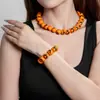 Pulseras de Moda Halloween Transfronterizas Europeas y Americanas con Personalidad, Conjunto de Joyería de Collar de Cuentas de Calabaza Halloween Retro Artístico