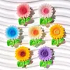 Acessórios de Presilha de Cabelo de Girassol Colorido Simulados, Adesivos Decorativos para Capa de Celular de Cola Cremosa, Decorações Artesanais DIY Atacado
