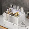 Caja de almacenamiento cosmético portátil para tocador, organizador de escritorio para productos de cuidado de la piel, maquillaje, lociones y brochas de maquillaje