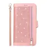 Para Samsung Note10 bolsa com zíper e glitter nove compartimentos para cartão capa de celular com cordão suporte flip capa de couro para note10plus