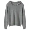 Suéter de Cachemira para Mujer 100% Cachemira Pura Nueva Moda Color Sólido Sudadera con Capucha Tejida de Manga Larga Sudadera Cálida