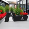 Caja de Flores de Acero Inoxidable para Exteriores Combinación Macizo de Flores Maceta Paisajística con Ruedas Caja para Árboles Valla de Parque Divisor