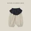 Calça de Renda Estilo Duas Peças Falso para Meninas, Estilo Primavera e Outono, Calça Lanterna, Calça Soltinha com Punho para Bebês, Calça Bloom Casual Estilosa para Bebês e Crianças Pequenas