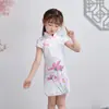 Cheongsam Infantil Nuevo Verano Jacquard Estilo Occidental Vestido de Princesa Lenguaje de las Flores para Hacer Hermoso Vestido Cheongsam de Jacquard