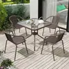 Mesas y Sillas de Exterior para Jardín, Patio, Balcón, Cafetería de Ratán para Ocio, Juego de Sillas de Café Impermeable y a Prueba de Sol