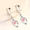 Pendientes de plata sencillos con circonitas, pendientes de perla de amor giratorios para mujer, pendientes de longitud media para mujer, pendientes de moda invertidos