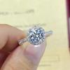 Novo Anel Aberto Elegante Exquisito Redondo Simulado Moissanite para Mulheres Conjunto Zircônia Anel Aberto de 2 Quilates