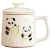 Caneca de Chá Panda Mahjong Pintada à Mão de Fábrica, Caneca de Escritório de Alto Padrão, Caneca de Cerâmica com Separador de Água e Chá com Liner