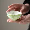 Taza grande de maestro de cerámica con peonías pintadas a mano Miyan, taza de té para mujer para uso doméstico, taza de té con borde floral, recipiente para té de juego de té Kung Fu