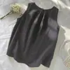 Camiseta Regata Gola Redonda Sem Mangas 2025 Solta e Versátil Top Casual Verão Estilo Japonês Simples Fresca Respirável Leve