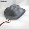 Chapéu de Palha Leve Quente Transfronteiriço Chapéu Panamá Chapéu de Praia Jeans Ocidental Fornecimento Amazon Jeans Enrolado