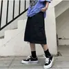 Pantalones cortos de trabajo estilo japonés para hombre, verano, por encima de la rodilla, holgados, holgados, modernos, casual, deportivos, de pierna recta, hip-hop