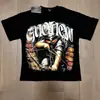 Comércio Exterior Transfronteiriço Atacado Nova Marca Tendência Estilo Americano Camiseta 280g de Manga Curta para Homens e Mulheres com Strass Estampado, Caimento Solto Manga Meia