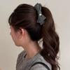 Pinza de Plátano con Lazo Estampado de Leopardo Retro Pasador para el Cabello Pinza Vertical para Mujer en la Parte Posterior de la Cabeza Pasador de Gama Alta Accesorios para el Cabello de Otoño e Invierno