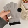 Guantes de otoño e invierno para niños, lindos y cálidos, para niñas y niños, forrados de forro polar, de lana, tejido para bebé, juego de cinco dedos, Invierno