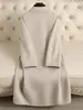 Casaco de lã dupla face feminino, comprimento médio, nova coleção outono/inverno 2026, corte solto, estilo elegante, de abotoamento simples, decote quadrado, peça de outer wear em mistura de lã