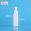 Botella rociadora blanca opaca de HDPE de 30 ml, 50 ml, 100 ml para venta al por mayor, botella rociadora pequeña de rociado lateral, botella rociadora de alcohol