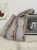 5313 Bolso de Hombro con Puntadas a Cuadros Vintage Gran Capacidad para Viajar Bolso Tote Versátil Nuevo en Primavera y Verano para Mujer Bolsa de Tela