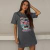 Bai Fen Zhi Yi Verão Transfronteiriço Nova Camiseta Preta de Manga Curta com Gola Redonda Estampada de Caimento Solto para Mulheres, Roupas Femininas Tendência Estilo Ins
