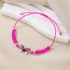 Pulsera tejida de mariposa al por mayor transfronterizo, pulsera de cuentas para parejas y amigos, pulsera de cordón de cera ajustable con mariposa de aleación