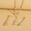 Joyería de boda, collar de diamantes de imitación con gotas de agua para novias europeas y americanas, alfiler para orejas, traje de dos piezas, joyería nupcial para mujer