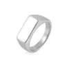 Moda europea y americana anillo simple de acero de titanio para hombre personalidad nicho todo partido rectangular liso anillo joyería transfronteriza