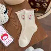 Calcetines de Malla con Dibujos Lindos de Gato Kt de Moda para Mujer, Verano Delgados Calados Transpirables con Lunares y Lazo Calcetines Holgados para Mujer