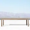 Mesas y Sillas de Exterior, Jardín de Patio de Villa, Mesa Larga de Madera Maciza, Muebles de Ocio para Terraza de Casa Modelo, Mesa de Comedor de Exterior de Diseñador