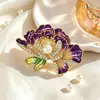 Broche Flor de Peônia Esmaltada com Pérolas Estilo Coreano Transfronteiriço para Mulheres Nicho Senso de Alto Padrão Pino Diy Corsage de Terno de Alto Padrão