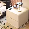 Mesita de noche madera maciza hogar dormitorio 2025 nuevo pequeño vintage estilo crema moderno minimalista armario de almacenamiento de noche