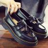 ADRIAN Mocassins com Franjas Femininos Couro Genuíno Cano Baixo Sapatos Martin Femininos Estilo Britânico Moda Estudante Bico Redondo Sapatos Casuais