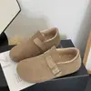 Colección nueva de invierno 2026: Zapatos de mujer cálidos con forro de felpa, que aumentan la altura, con suelas suaves, versátiles zapatos tipo mocasín estilo Birkenstock, cómodos de llevar