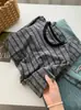 Camiseta de Manga Larga con Rayas de Contraste Retro Estilo Coreano para Mujer, Holgada, Casual y Ajustada, Camiseta Interior, Nuevo Estilo de Otoño para Estudiantes