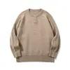 Suéter Ru Meng Inverno Estilo Japonês Dinheiro Antigo Gola Henley Retrô para Homens e Mulheres Solto Casual Estilo Preguiçoso Malha Versátil