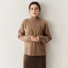 Nuevo Suéter de Cachemira Otoño e Invierno para Mujer de Cuello Alto Medio Pullover Grueso Trenzado Suéter Holgado de Punto Camisa Base