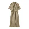 Comercio Exterior 2026 Verano Nuevo Estilo Europeo y Americano Moda Femenina Casual Vestido Holgado con Cinturón y Diseño de Bloques de Color 7908881