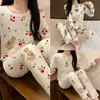 Conjunto de ropa interior térmica para mujer, top y pantalón de otoño, corte ajustado, estilo nuevo, estampado de dibujos animados dulce y lindo